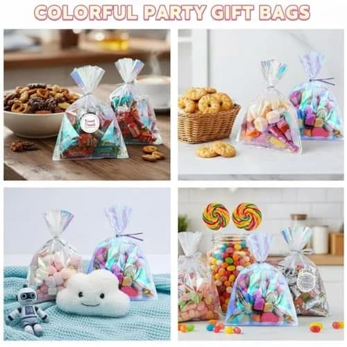 Shappy Iridescent Cellophane Bags 5 x 7 Inch | Holographic Gift Wrap for Parties thumbnail 6