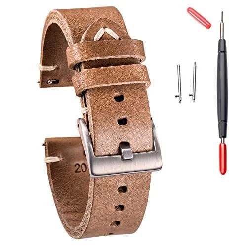 hemsut h Horween Leather Watch Band 22mm | Genuine Chromexcel Leather, Quick Release, Vintage Style thumbnail 1