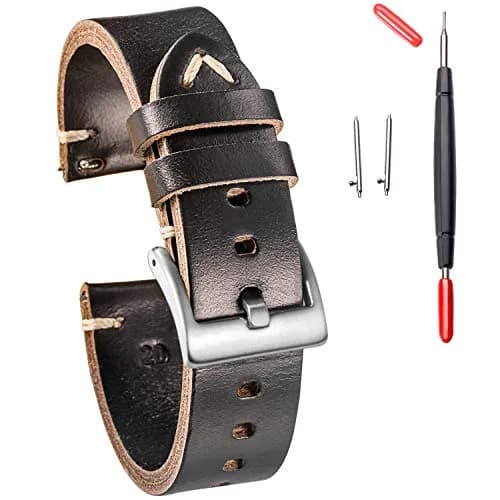 hemsut h Leather Watch Bands, Horween Leather Watch Strap for Men 18mm | Vintage Handmade Wrap thumbnail 1