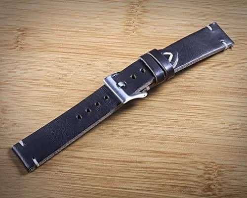 hemsut h Leather Watch Bands, Horween Leather Watch Strap for Men 18mm | Vintage Handmade Wrap thumbnail 6