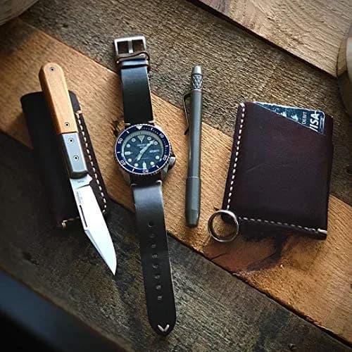 hemsut h Leather Watch Bands, Horween Leather Watch Strap for Men 18mm | Vintage Handmade Wrap thumbnail 2