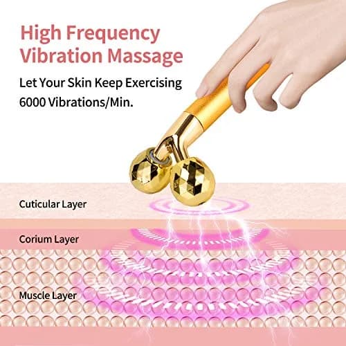 DANGSHAN 2-in-1 Electric Face Massager 24k Golden Face Roller, 3D & Crescent Shape | Skin Rejuvenation Tool thumbnail 4