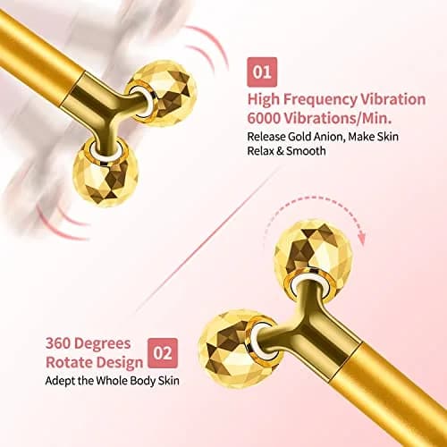 DANGSHAN 2-in-1 Electric Face Massager 24k Golden Face Roller, 3D & Crescent Shape | Skin Rejuvenation Tool thumbnail 5