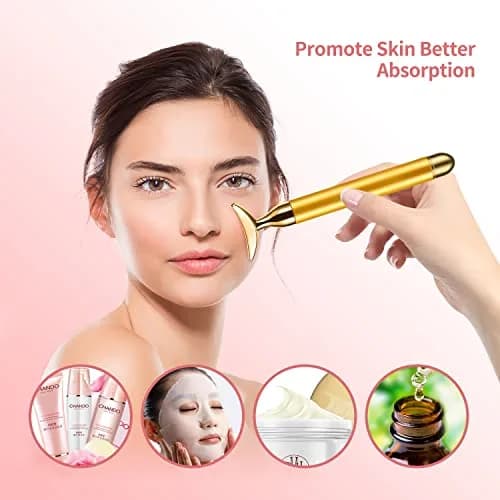 DANGSHAN 2-in-1 Electric Face Massager 24k Golden Face Roller, 3D & Crescent Shape | Skin Rejuvenation Tool thumbnail 6