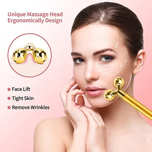 DANGSHAN 2-in-1 Electric Face Massager 24k Golden Face Roller, 3D & Crescent Shape | Skin Rejuvenation Tool thumbnail 7