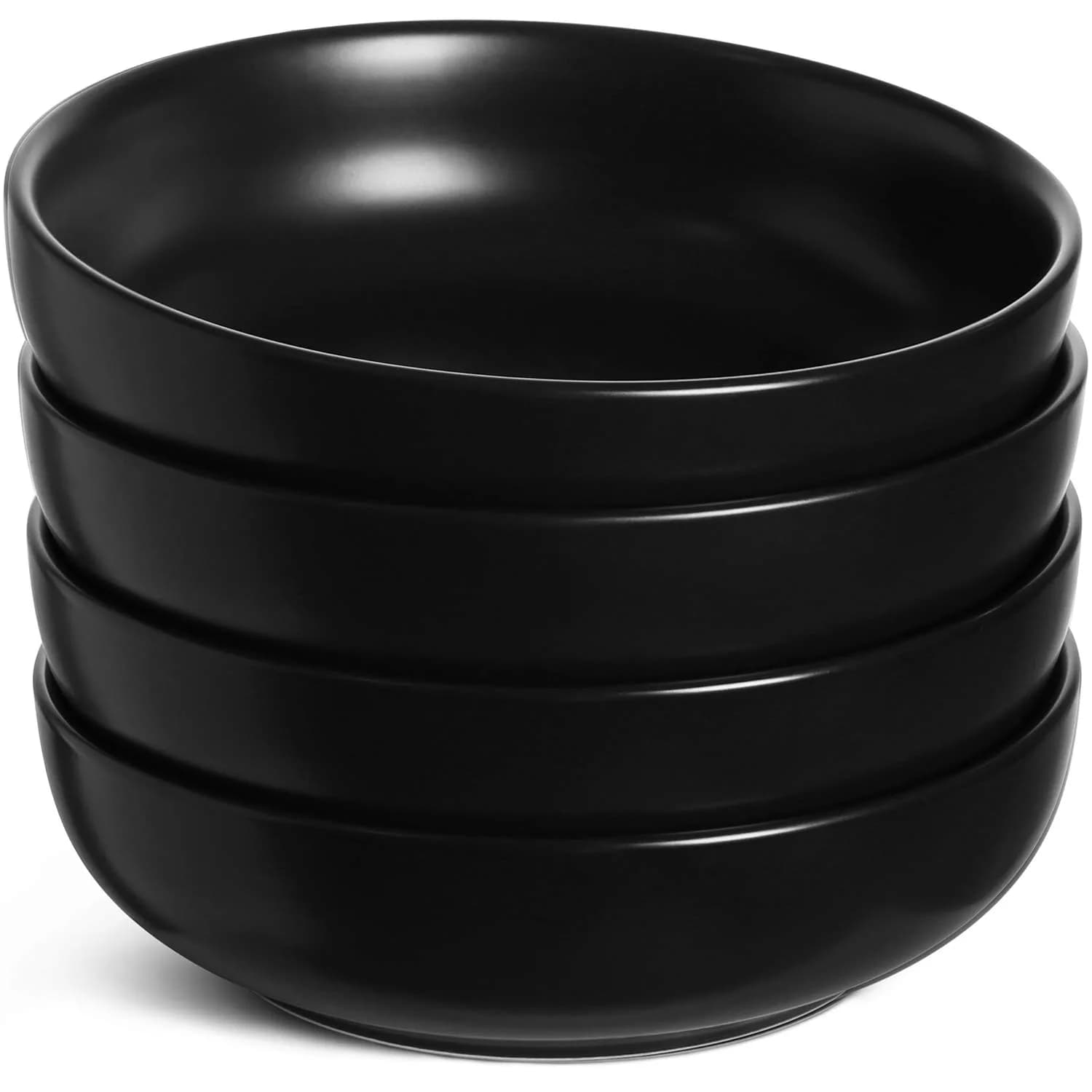 LE TAUCI Pasta Bowls 45 oz Set of 4 | Large Microwave-Safe Dinnerware in Matte Black