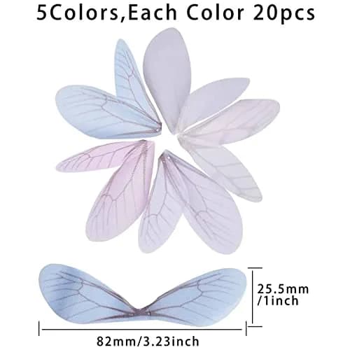SUNNYCLUE 100Pcs Dragonfly Wing Charms 82mm x 25.5mm | Organza Charms for Jewelry Making thumbnail 2