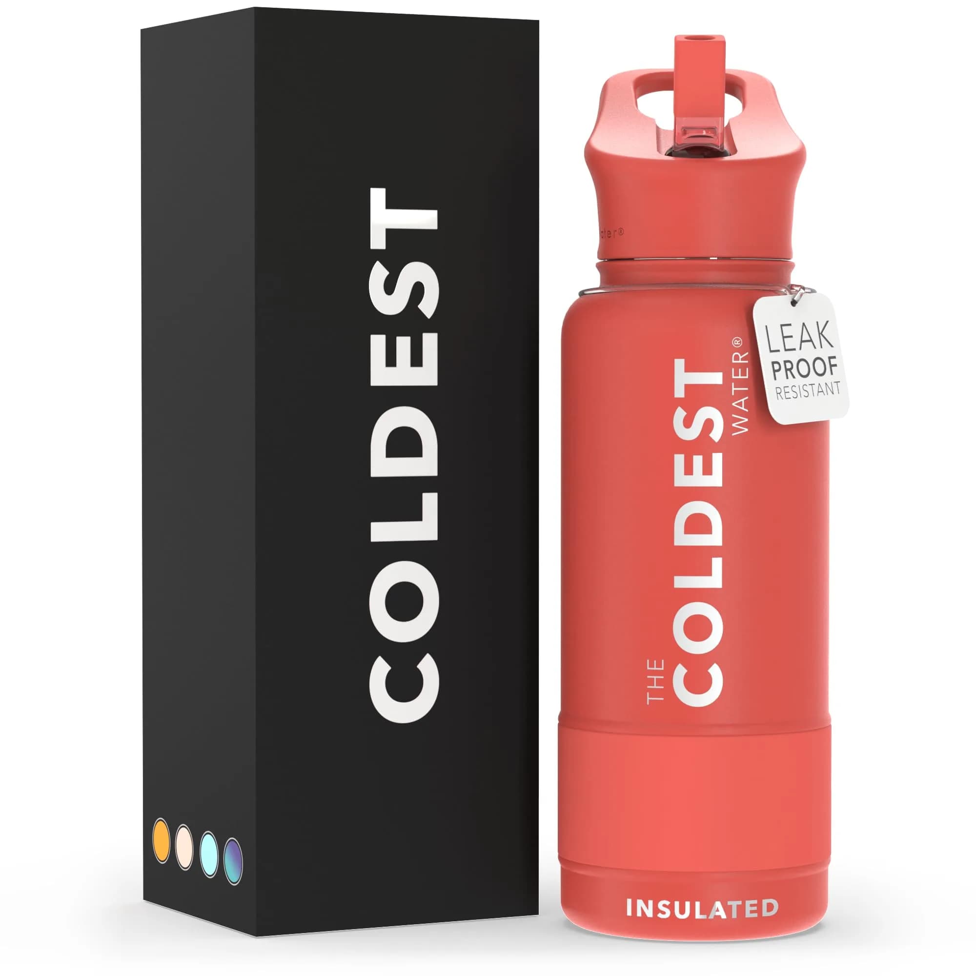 The Coldest Water Insulated Water Bottle with Straw Lid 40 oz (1183ml) | Keeps Drinks Cold 36 Hrs, Hot 13 Hrs — Crimson Red / 32 oz