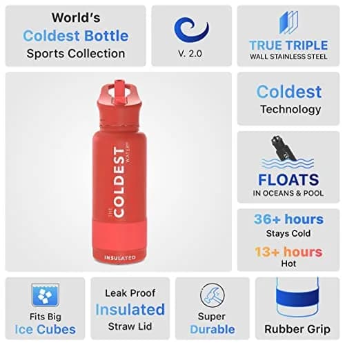The Coldest Insulated Water Bottle with Straw Lid 591ml (20 oz) | Keeps Drinks Cold 36 Hrs, Hot 13 Hrs thumbnail 6