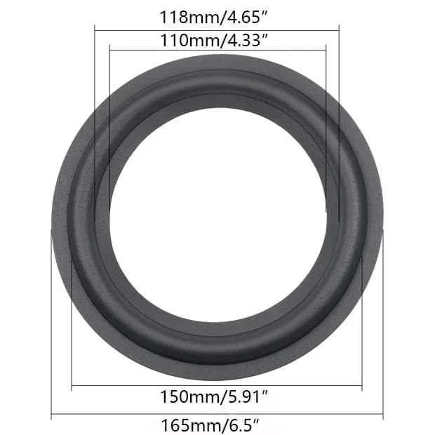Fielect 6.5-inch Foam Speaker Surround Rings (2-Pack, Black) | DIY Speaker Repair Parts thumbnail 2
