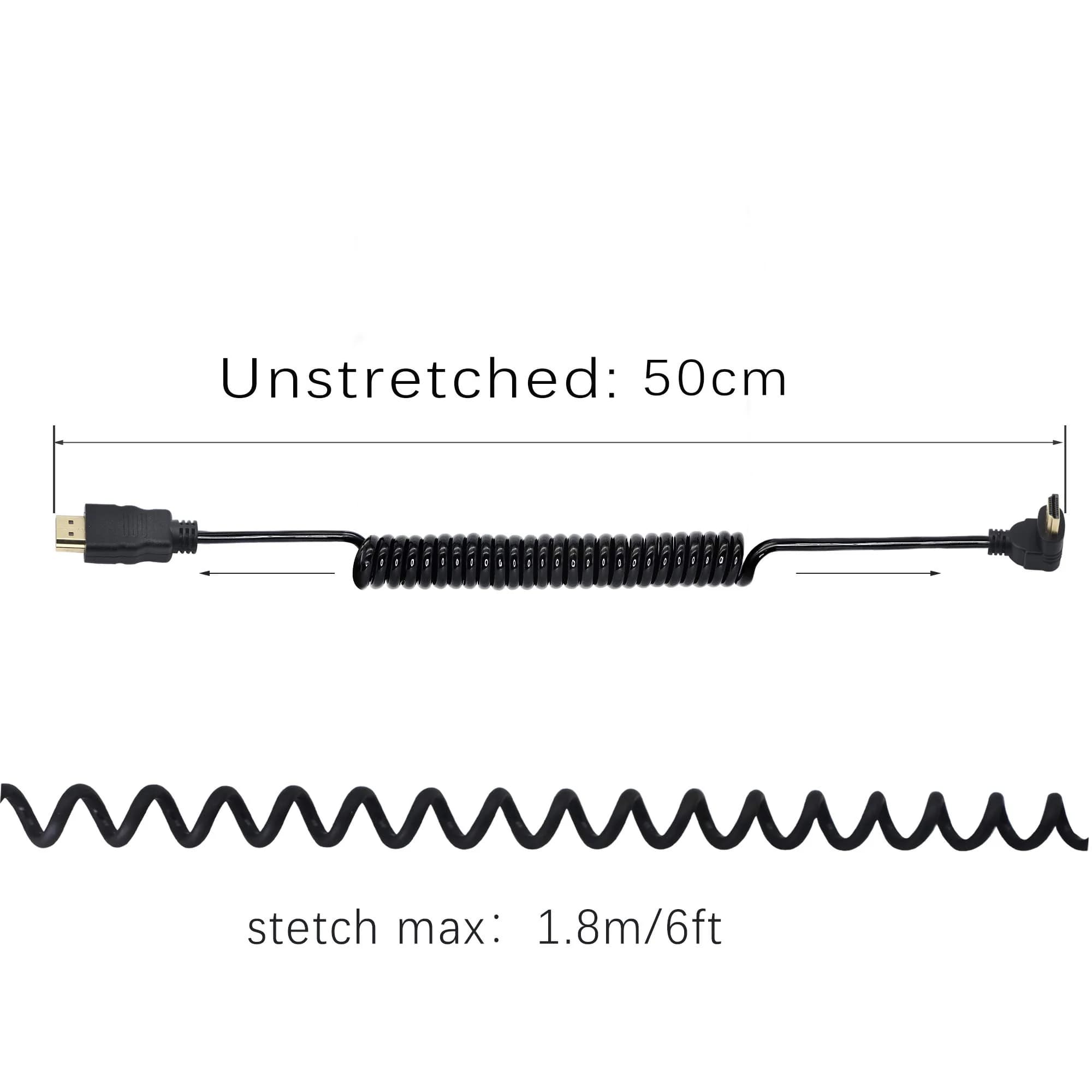 Excuty Right Angle HDMI Coiled Cable 1.8m (6 ft) | Supports 1080P 3D - view 5