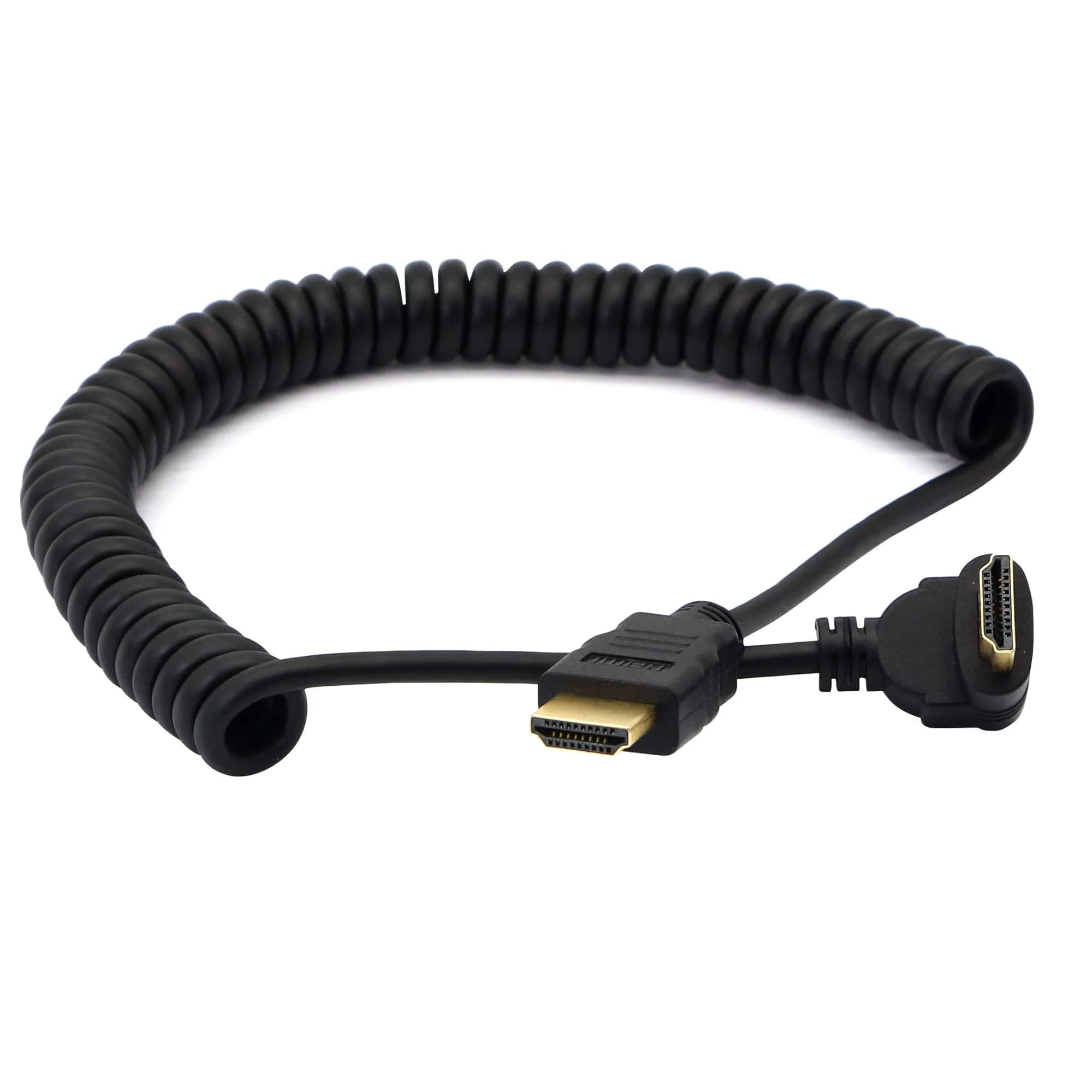 Excuty Right Angle HDMI Coiled Cable 1.8m (6 ft) | Supports 1080P 3D - main product image