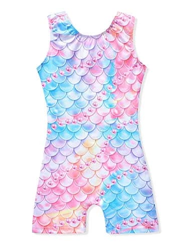 Belovance Girls Gymnastics Leotard Colorful Mermaid 3-4 Years | Athletic Dance Wear with Unicorn & Rainbow Print thumbnail 1