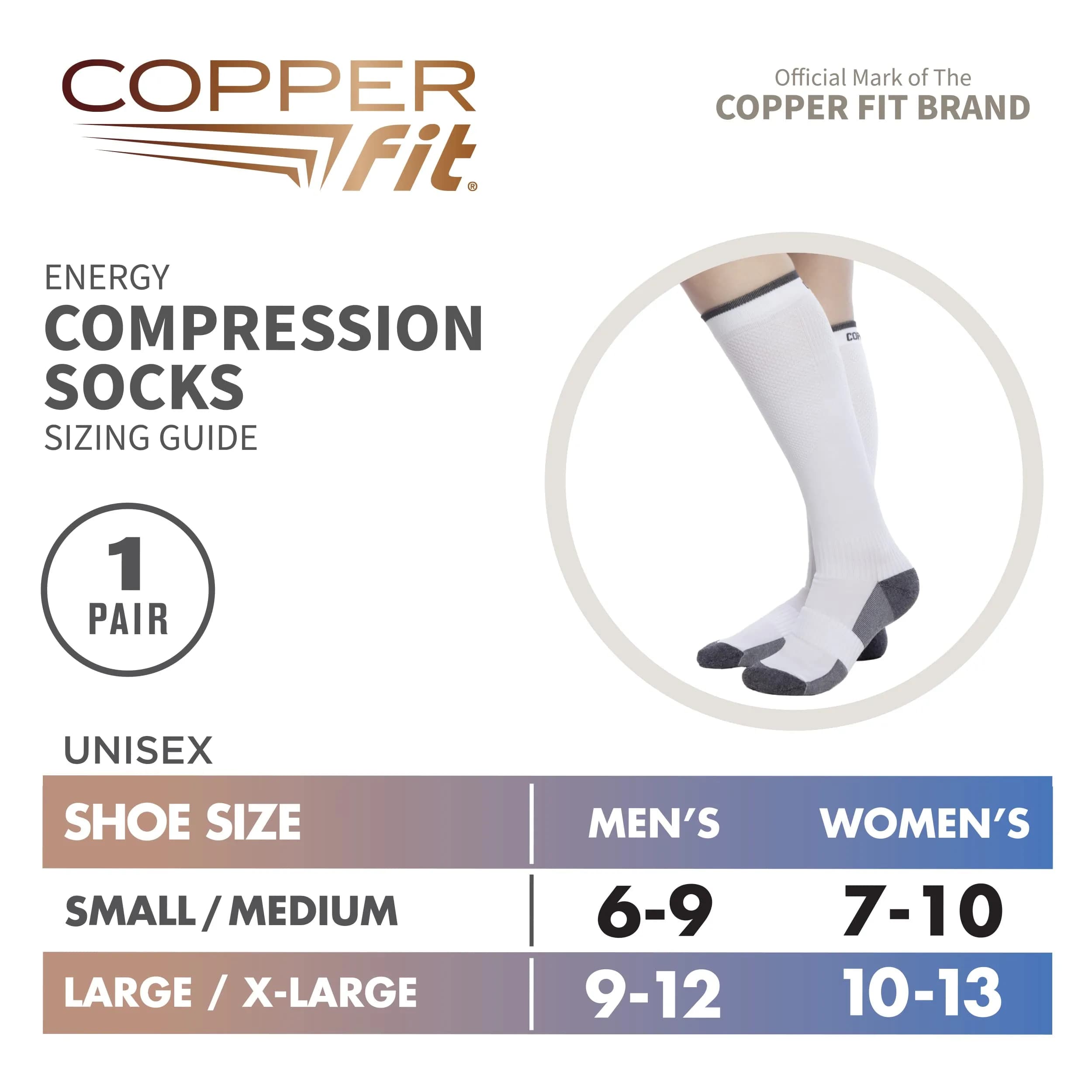 Copper Fit Unisex-Adult's 2.0 Easy-Off White Small-Medium Knee High Compression Socks - view 3