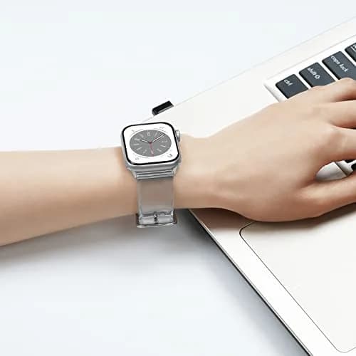 iiteeology Compatible with Apple Watch Band 42mm-46mm | Clear Silicone, Waterproof & Adjustable for Women Series 1-12 thumbnail 5