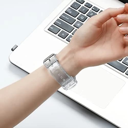 iiteeology Compatible with Apple Watch Band 42mm-46mm | Clear Silicone, Waterproof & Adjustable for Women Series 1-12 thumbnail 6