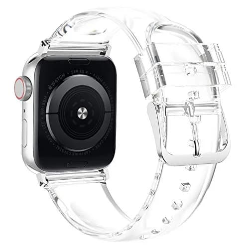 iiteeology Compatible with Apple Watch Band 42mm-46mm | Clear Silicone, Waterproof & Adjustable for Women Series 1-12 thumbnail 2