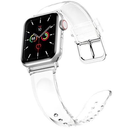 iiteeology Compatible with Apple Watch Band 42mm-46mm | Clear Silicone, Waterproof & Adjustable for Women Series 1-12 thumbnail 3