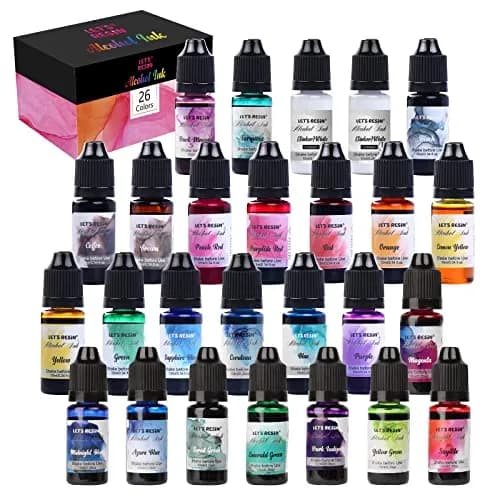 LET'S RESIN Concentrated Alcohol Ink Set 26 Colors (10ml/0.35oz Each) | Vibrant, Highly Pigmented for Resin Art thumbnail 1