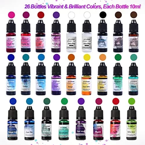 LET'S RESIN Concentrated Alcohol Ink Set 26 Colors (10ml/0.35oz Each) | Vibrant, Highly Pigmented for Resin Art thumbnail 2