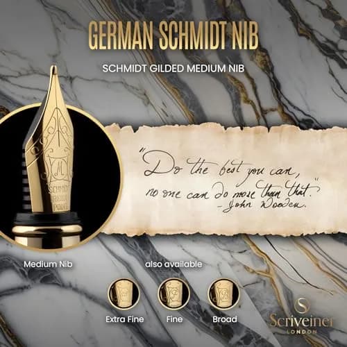 Scriveiner Silver Chrome Fountain Pen with Gold Finish Schmidt Nib (Medium) | Luxury Executive Pen for Professionals thumbnail 5