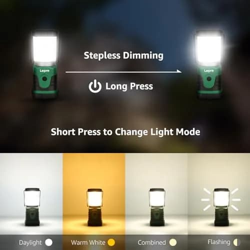 Lepro LED Camping Lantern, Mini Camping Lantern, 350LM, 4 Light Modes, 3 AA Battery Powered | Bright, Portable & Water-Resistant thumbnail 3