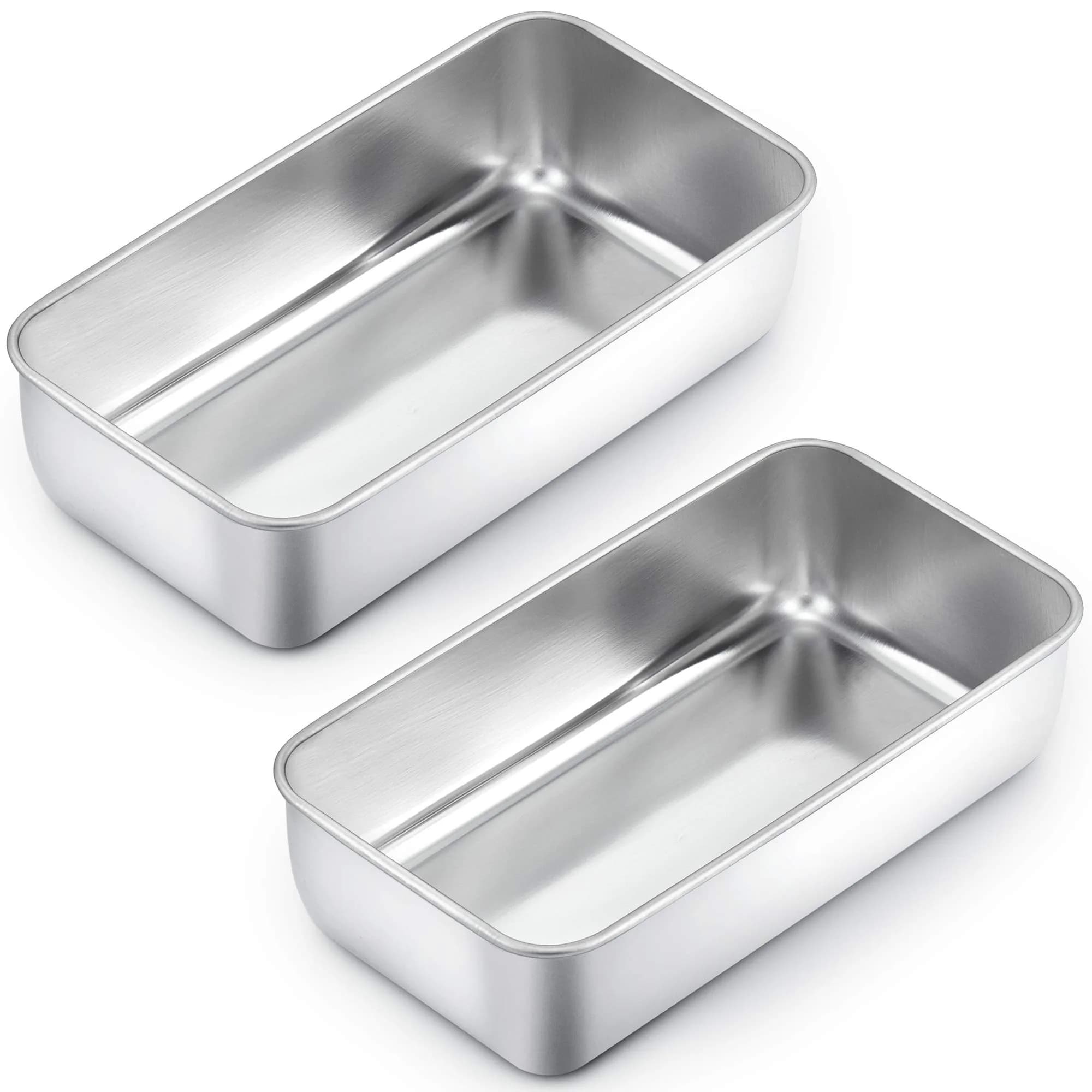 TeamFar Stainless Steel Loaf Pans for Baking Bread, 9.25 x 5 Inch (2-Pack) | Healthy, Non-Toxic, Oven-Safe Baking - main product image