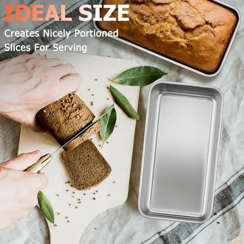 TeamFar Stainless Steel Loaf Pans for Baking Bread, 9.25 x 5 Inch (2-Pack) | Healthy, Non-Toxic, Oven-Safe Baking thumbnail 6
