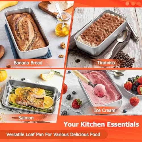 TeamFar Stainless Steel Loaf Pans for Baking Bread, 9.25 x 5 Inch (2-Pack) | Healthy, Non-Toxic, Oven-Safe Baking thumbnail 7