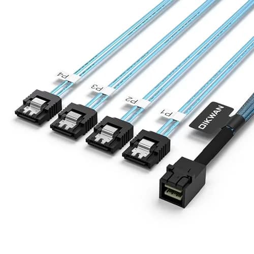 OIKWAN Internal HD Mini SAS to 4XSATA Cable 0.49m (1.6ft) | Connects RAID Controller to 4 SATA Drives thumbnail 2