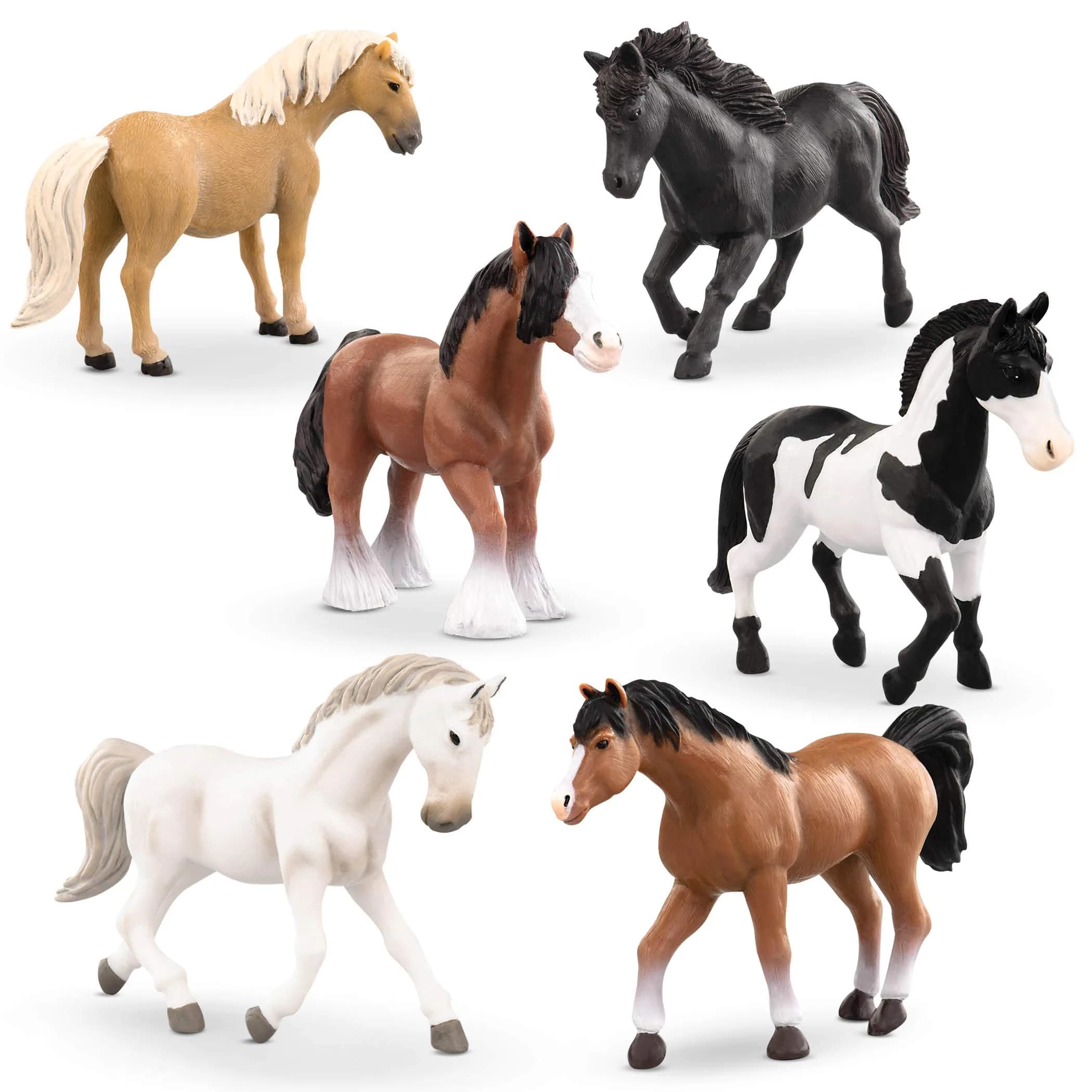 Terra by Battat Horse Figurines Set 4-5 inch (10-13 cm) | Realistic 6-Piece Animal Toys — White