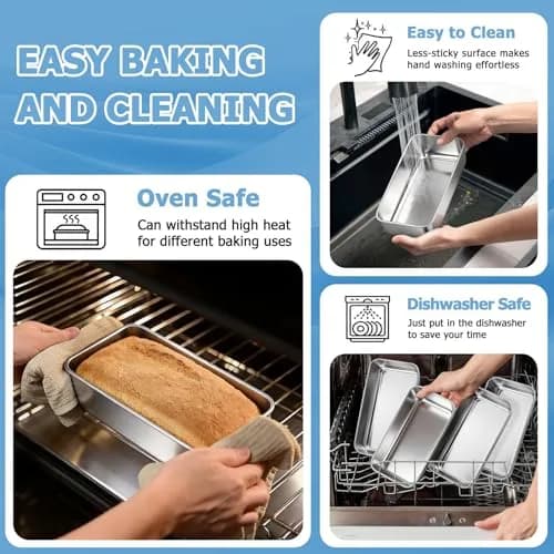 TeamFar Stainless Steel Loaf Pan Set of 4 | 23cm x 13cm x 6.4cm (9.25" x 5" x 2.5") thumbnail 4