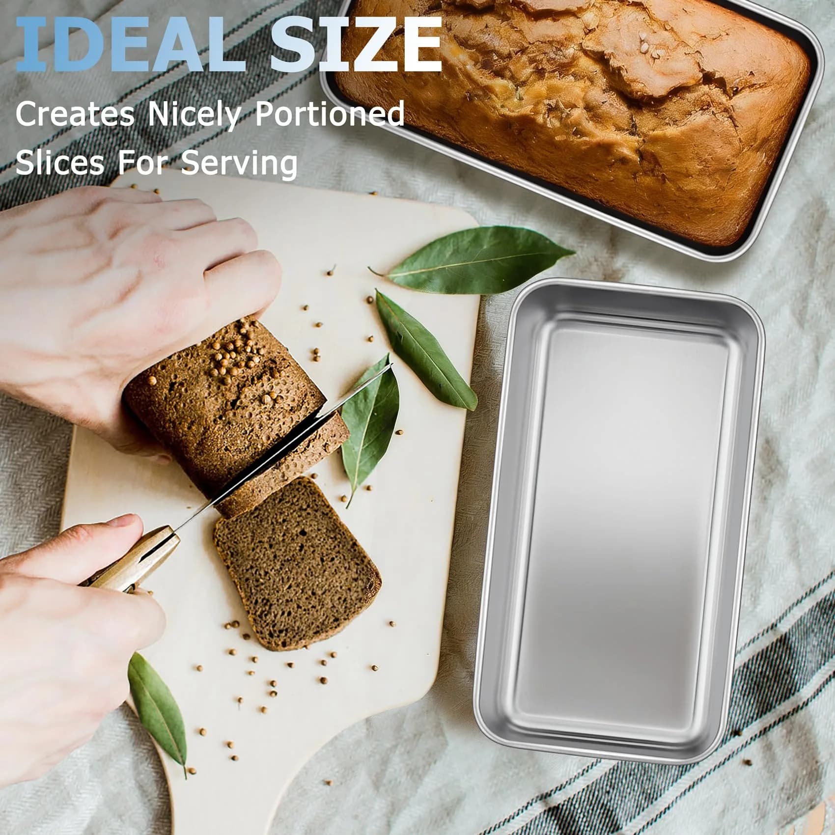 TeamFar Stainless Steel Loaf Pan Set of 4 | 23cm x 13cm x 6.4cm (9.25" x 5" x 2.5") - view 6