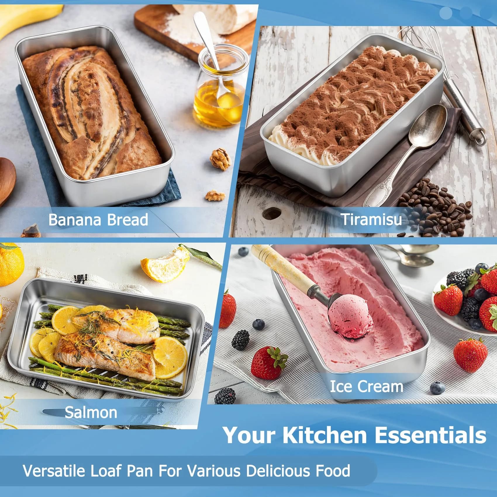 TeamFar Stainless Steel Loaf Pan Set of 4 | 23cm x 13cm x 6.4cm (9.25" x 5" x 2.5") - view 7
