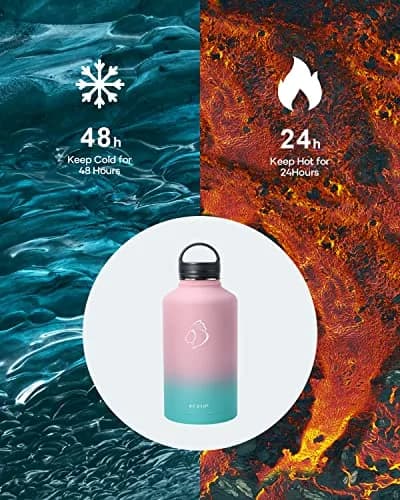 BUZIO 1.89L (64oz) Insulated Water Jug with Straw & 3 Lids | Keeps Cold 48 Hrs, Hot 24 Hrs thumbnail 2