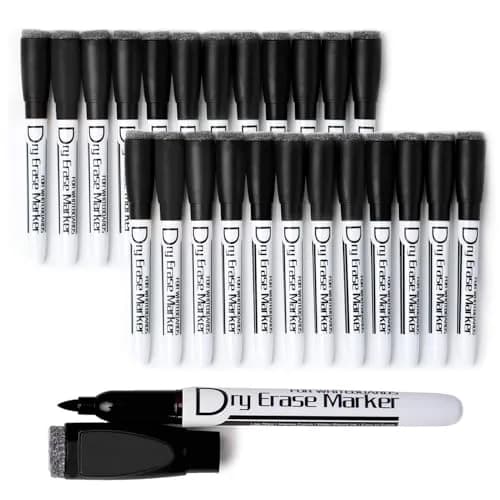 Volcanics Black Magnetic Dry Erase Markers, Pack of 24 | Low Odor, Fine Tip, Water-Based Ink thumbnail 1