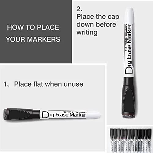 Volcanics Black Magnetic Dry Erase Markers, Pack of 24 | Low Odor, Fine Tip, Water-Based Ink thumbnail 3
