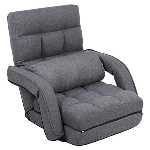 FLOGUOR Indoor Floor Gaming Chair with Back Support, 14-Position Folding Lazy Sofa, Grey | Adjustable Lounge for Living Room & Bedroom thumbnail 1