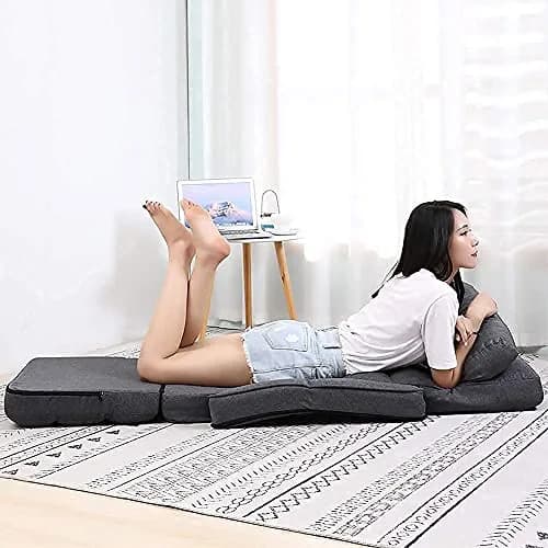 FLOGUOR Indoor Floor Gaming Chair with Back Support, 14-Position Folding Lazy Sofa, Grey | Adjustable Lounge for Living Room & Bedroom thumbnail 4