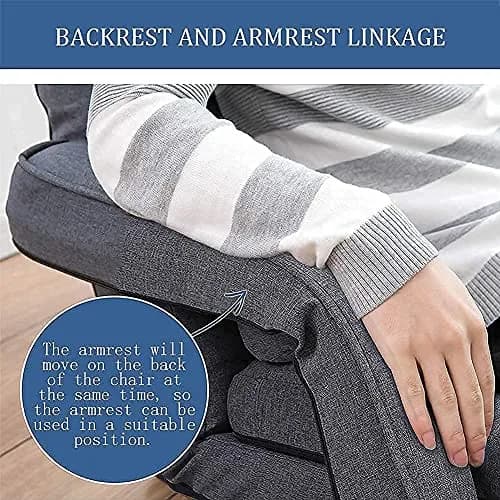 FLOGUOR Indoor Floor Gaming Chair with Back Support, 14-Position Folding Lazy Sofa, Grey | Adjustable Lounge for Living Room & Bedroom thumbnail 6