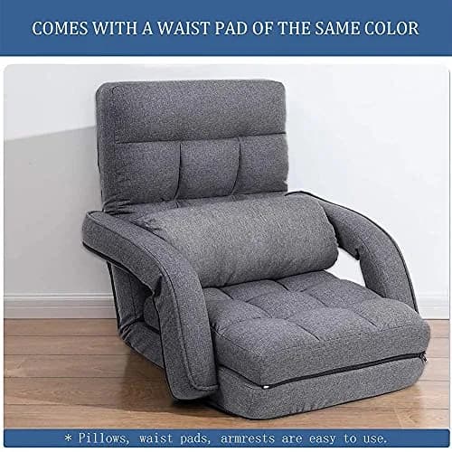 FLOGUOR Indoor Floor Gaming Chair with Back Support, 14-Position Folding Lazy Sofa, Grey | Adjustable Lounge for Living Room & Bedroom thumbnail 9