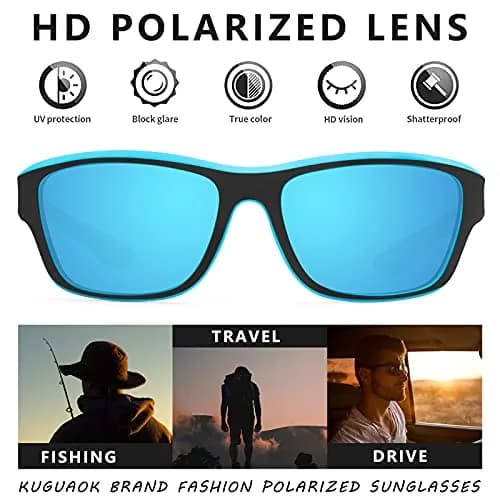 KUGUAOK Polarized Sports Sunglasses for Men Driving Cycling Fishing | UV 100% Protection, Lightweight Fit thumbnail 2
