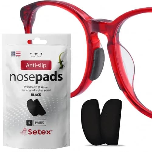 Setex Gecko Grip 1.0mm Anti Slip Nose Pads for Glasses, 5 Pair, Black | Gecko-Inspired Microfiber Grip for Plastic Frames thumbnail 1