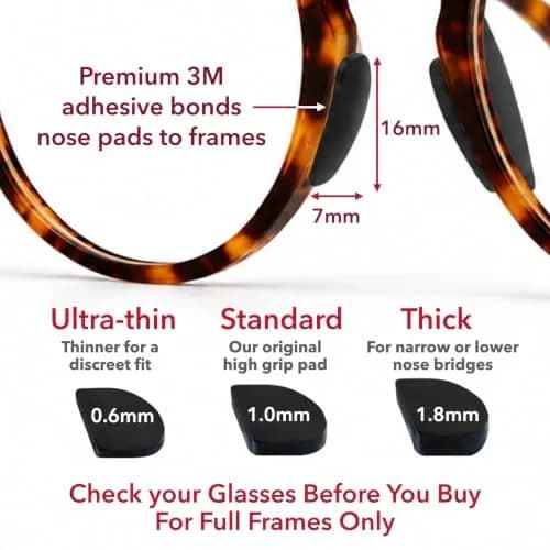 Setex Gecko Grip 1.0mm Anti Slip Nose Pads for Glasses, 5 Pair, Black | Gecko-Inspired Microfiber Grip for Plastic Frames thumbnail 4