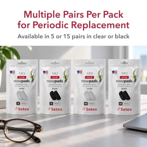 Setex Gecko Grip 1.0mm Anti Slip Nose Pads for Glasses, 5 Pair, Black | Gecko-Inspired Microfiber Grip for Plastic Frames thumbnail 6