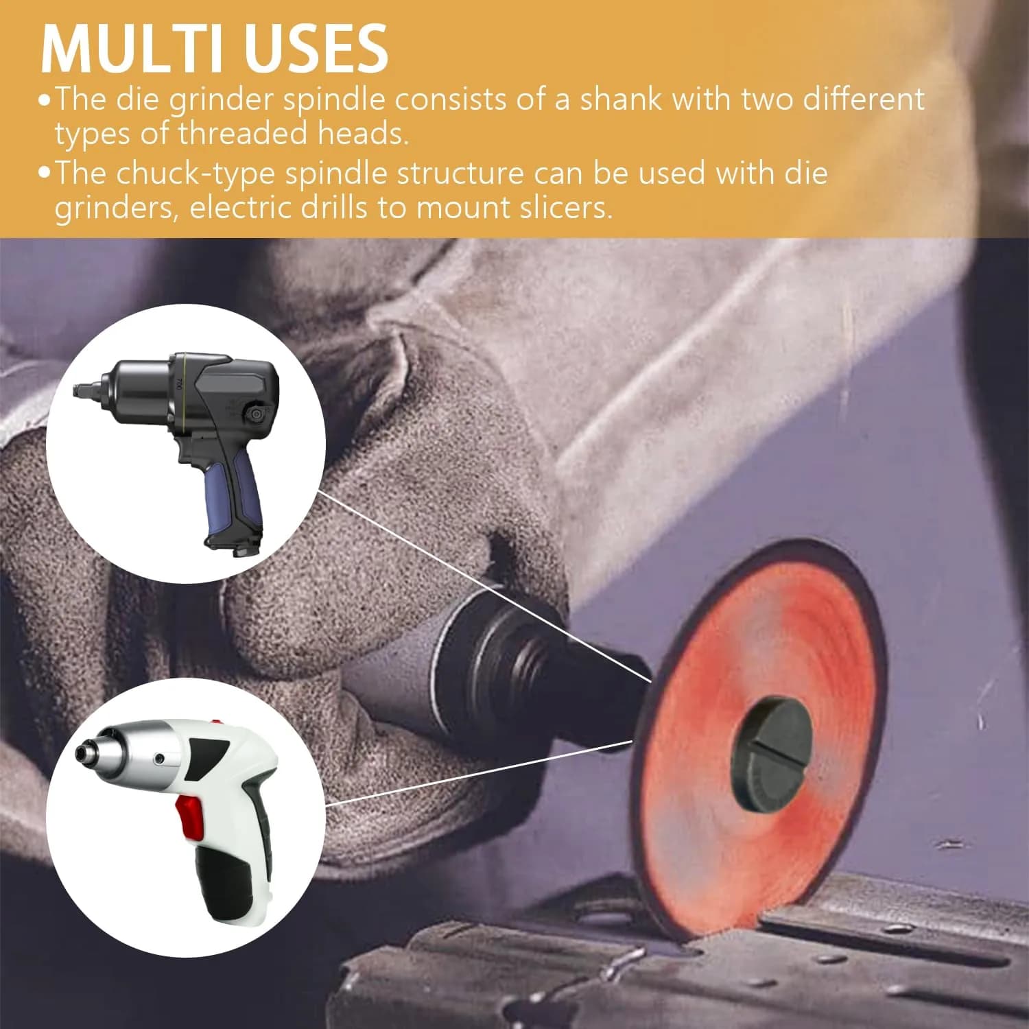 scottchen PRO Mounting Mandrel with 3/8" & 1/4" Arbor Holes for Cut-Off Wheels | 1/4" Shank for Die Grinder Rotary Tool (1 Pack) - view 4