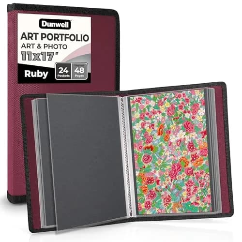 Dunwell 11x17 Art Portfolio Binder with 24 Sleeves and Black Mounting Paper | Displays 48 Pages thumbnail 1