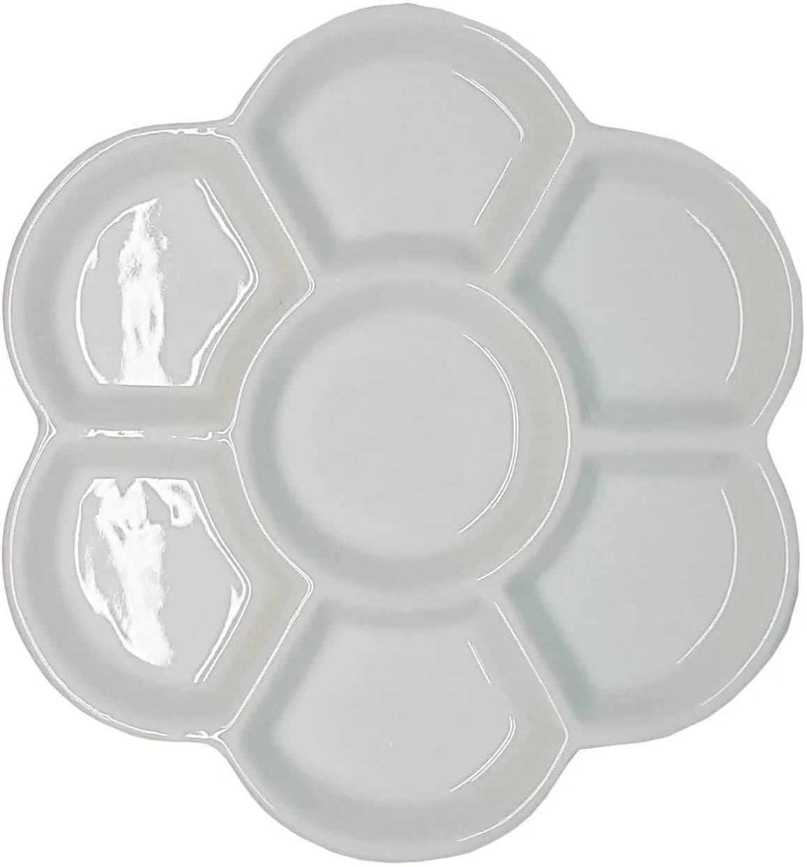 KIKEEP Porcelain Watercolor Palette Tray 12.7 cm (5") with 7 Wells | Smooth, Stain-Resistant Ceramic for Artists - main product image