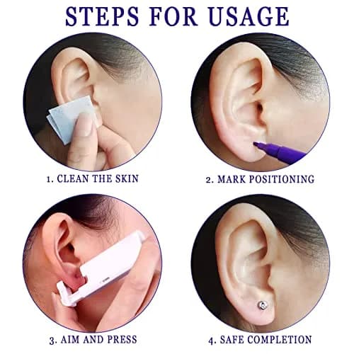 KAIQIKAIXI Silver 2Pcs Automatic Ear Piercing Gun Kit with 3mm Studs & Cleaning Pads | Painless & Disposable for Home Use thumbnail 8