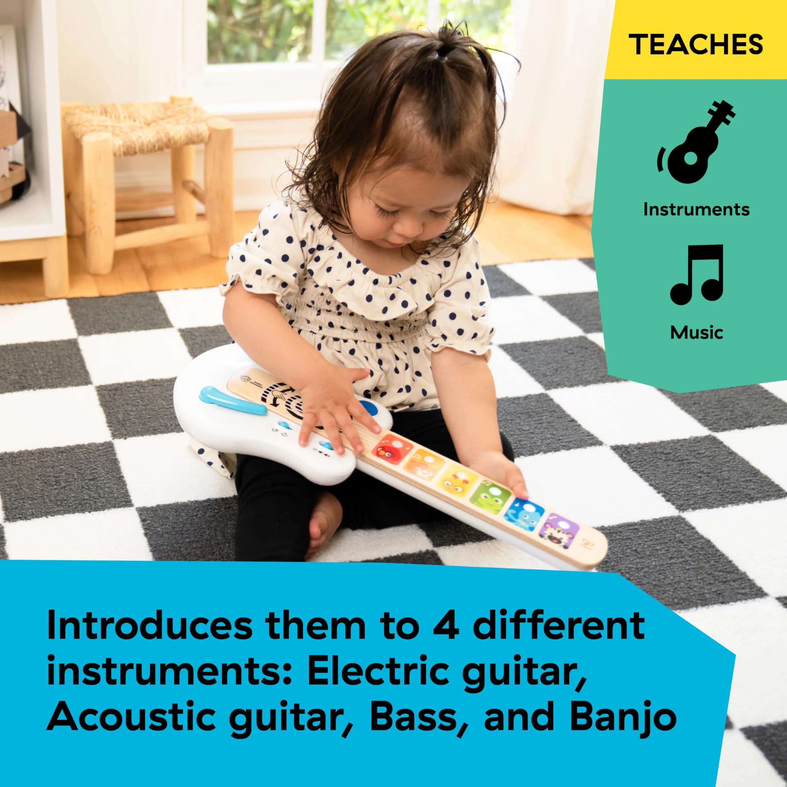 Baby Einstein Strum Along Songs Magic Touch Wooden Guitar 12mo+ | Montessori Musical Learning Toy with Lights - view 5